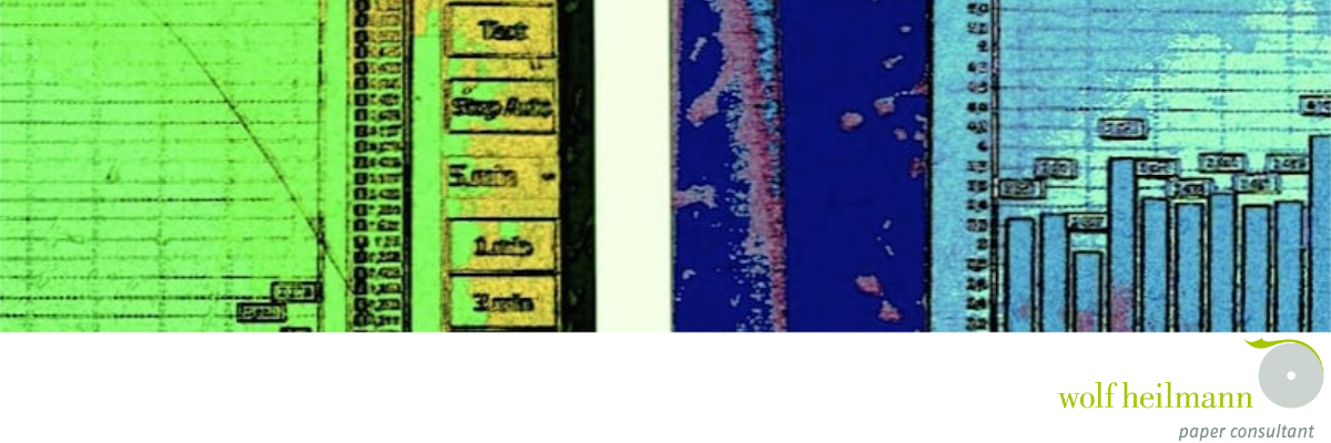 Bild mit 2 Grafiken diverser Messgeräte, jeweils in Falschfarben